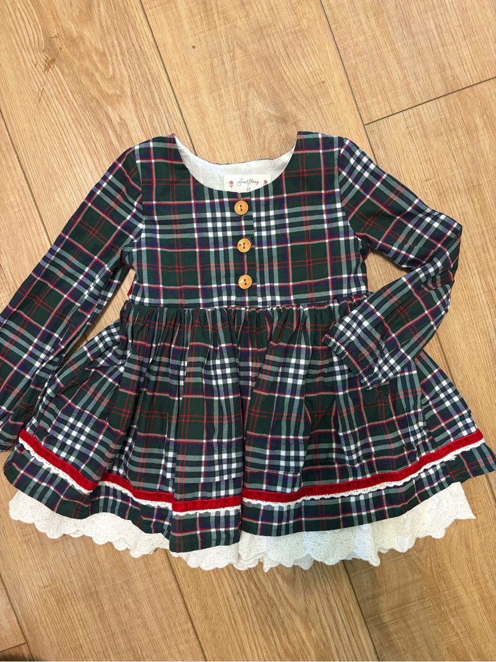 Sweet Honey Plaid/lace dress